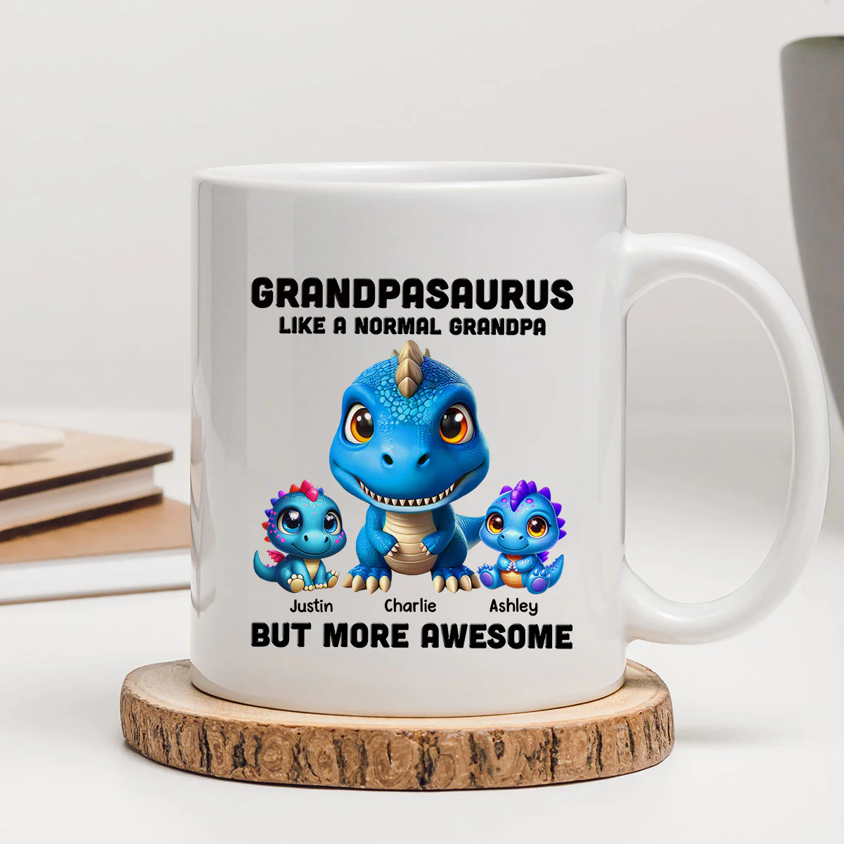Daddysaurus Grandpasaurus 3D Dinosaurs Personalized Mug - Image 2
