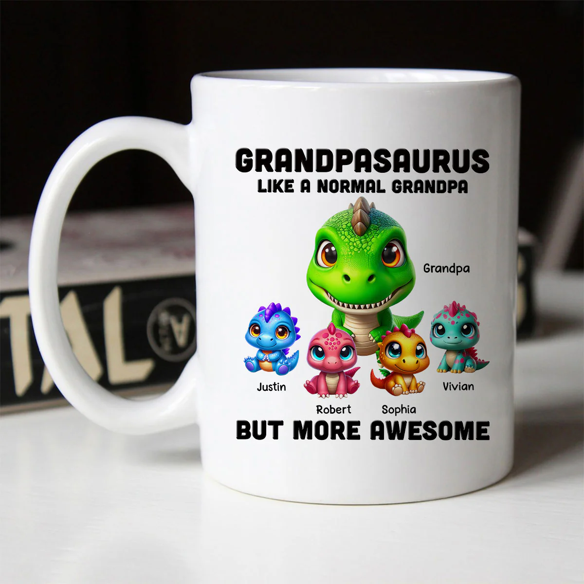 Daddysaurus Grandpasaurus 3D Dinosaurs Personalized Mug - Image 3