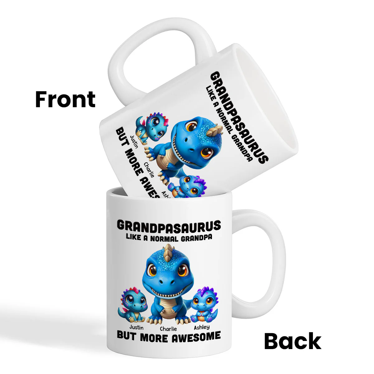 Daddysaurus Grandpasaurus 3D Dinosaurs Personalized Mug - Image 4