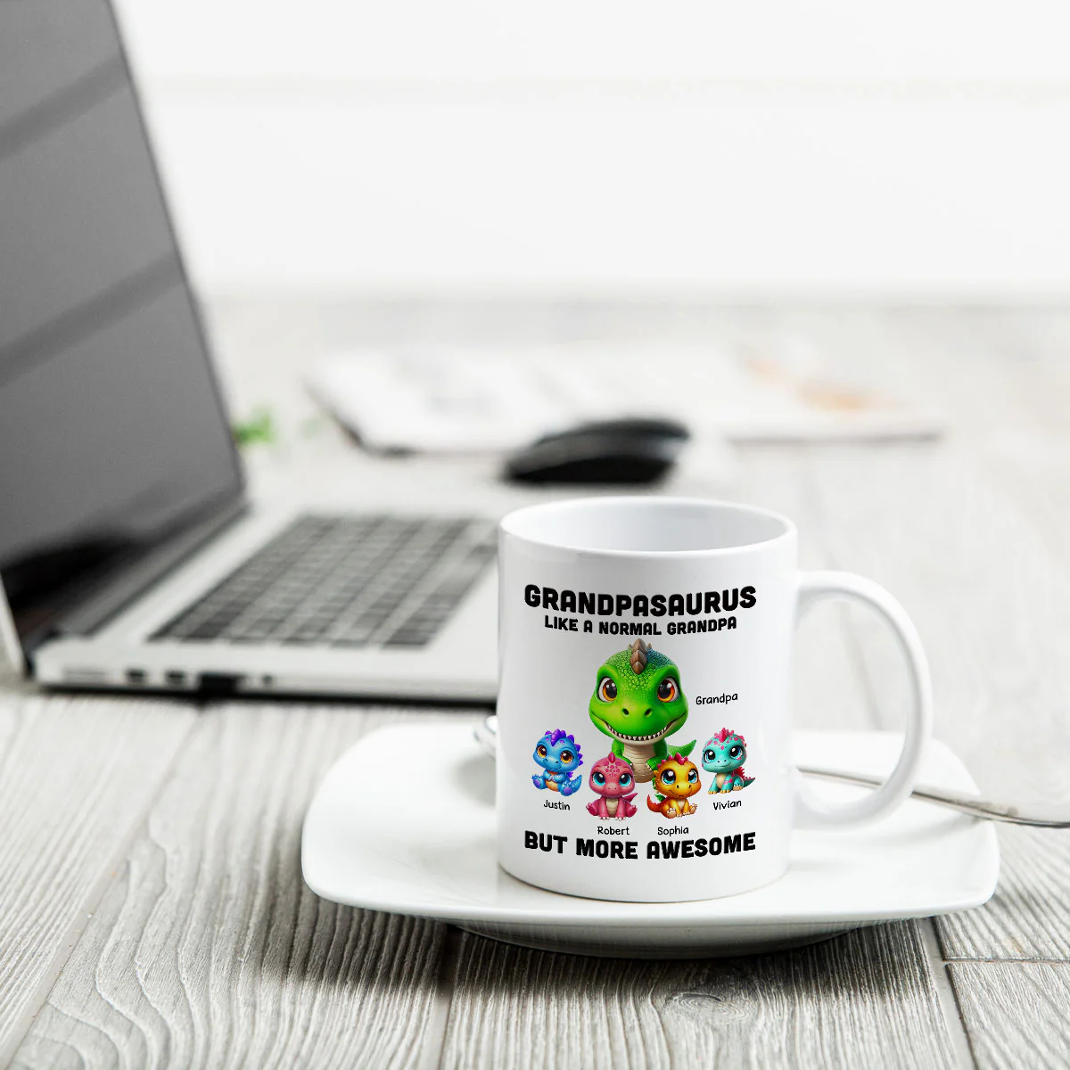Daddysaurus Grandpasaurus 3D Dinosaurs Personalized Mug - Image 5