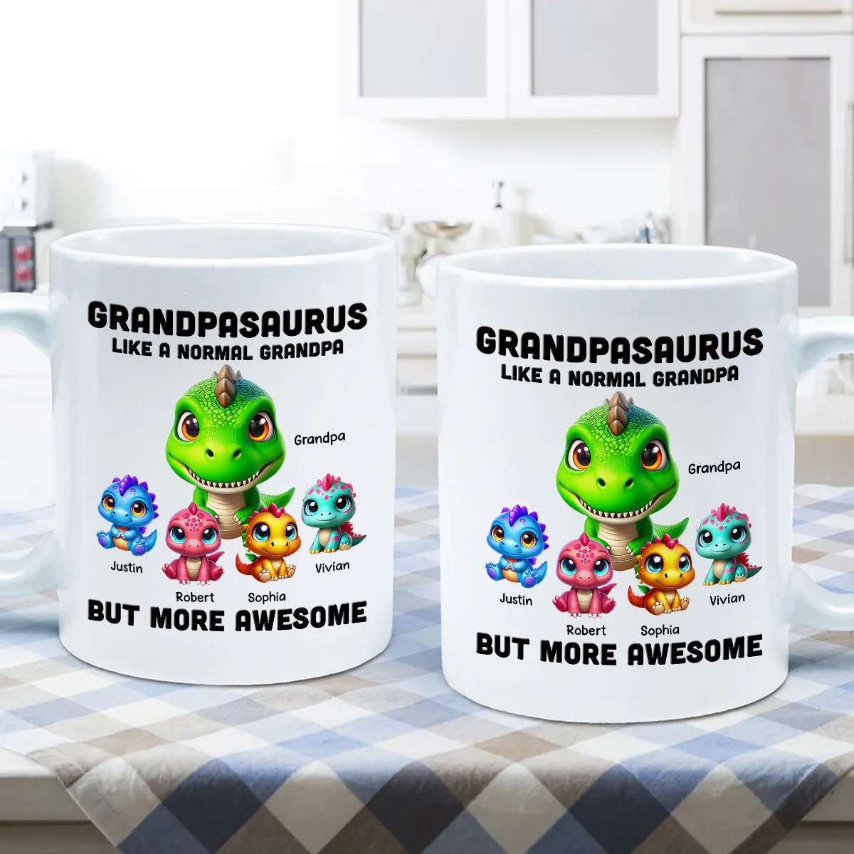 Daddysaurus Grandpasaurus 3D Dinosaurs Personalized Mug - Image 6