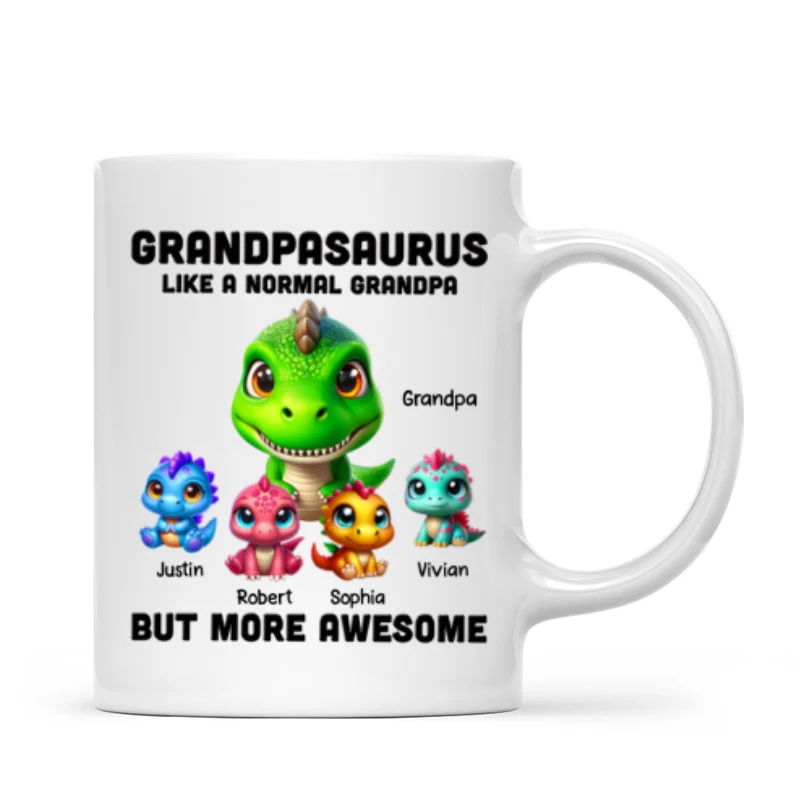 Daddysaurus Grandpasaurus 3D Dinosaurs Personalized Mug - Image 7