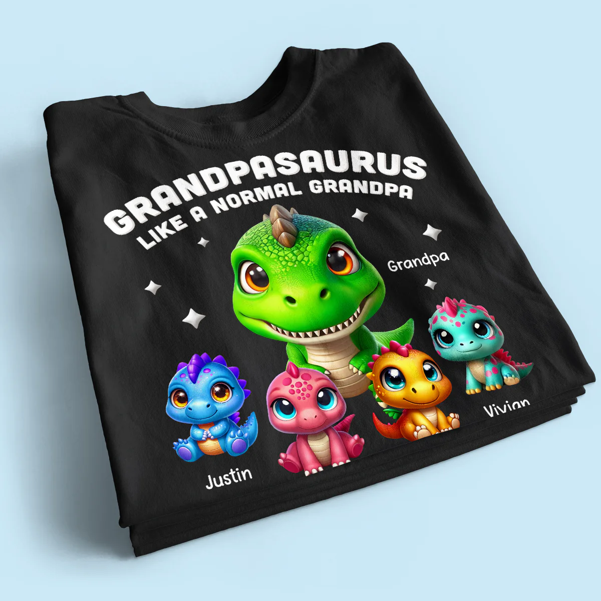 Daddysaurus Grandpasaurus 3D Dinosaurs Personalized Shirt, Father's Day Gift For Dad, For Grandpa - Image 2