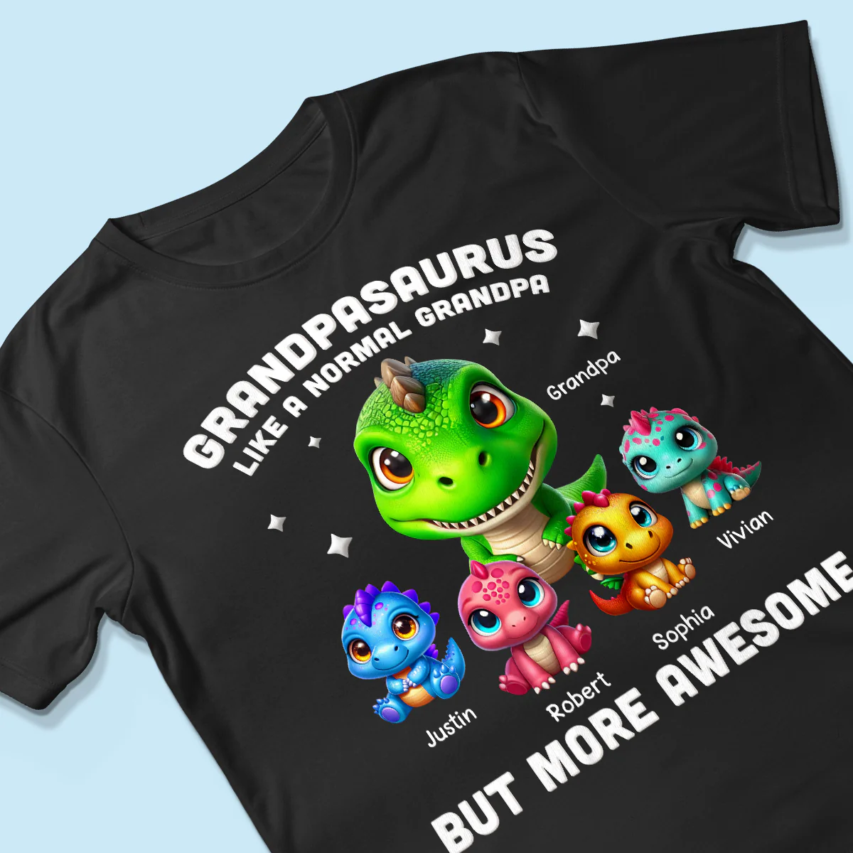 Daddysaurus Grandpasaurus 3D Dinosaurs Personalized Shirt, Father's Day Gift For Dad, For Grandpa - Image 3