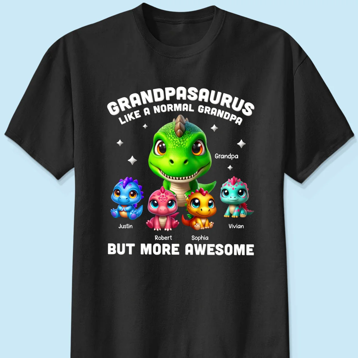 Daddysaurus Grandpasaurus 3D Dinosaurs Personalized Shirt, Father's Day Gift For Dad, For Grandpa - Image 5
