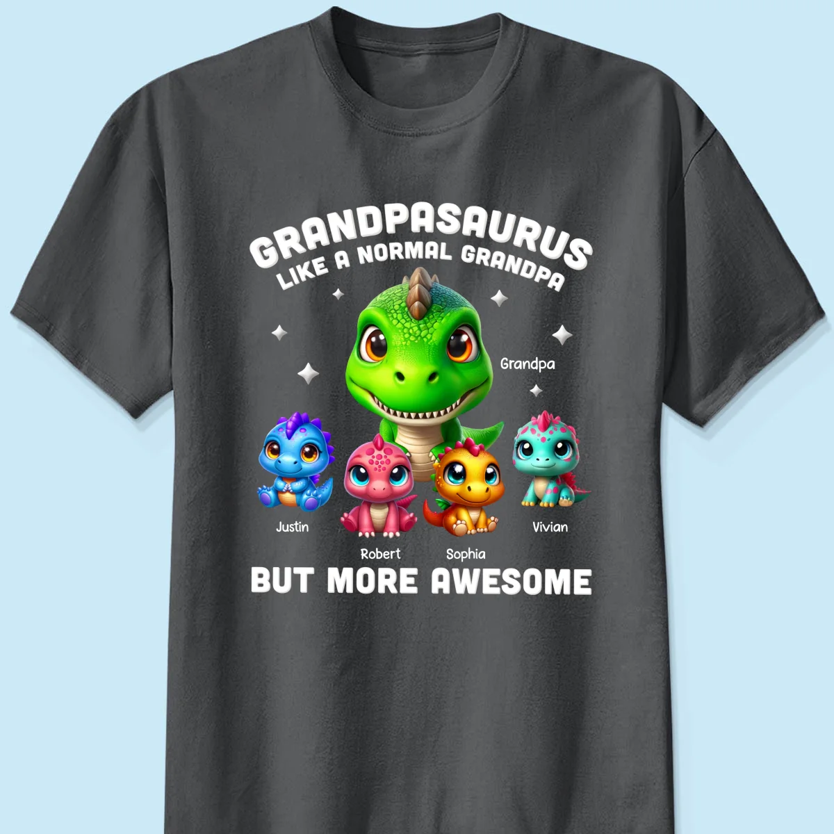 Daddysaurus Grandpasaurus 3D Dinosaurs Personalized Shirt, Father's Day Gift For Dad, For Grandpa - Image 7
