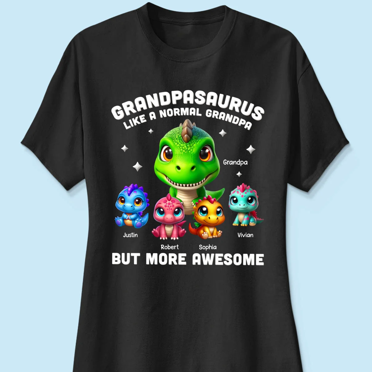 Daddysaurus Grandpasaurus 3D Dinosaurs Personalized Shirt, Father's Day Gift For Dad, For Grandpa - Image 9