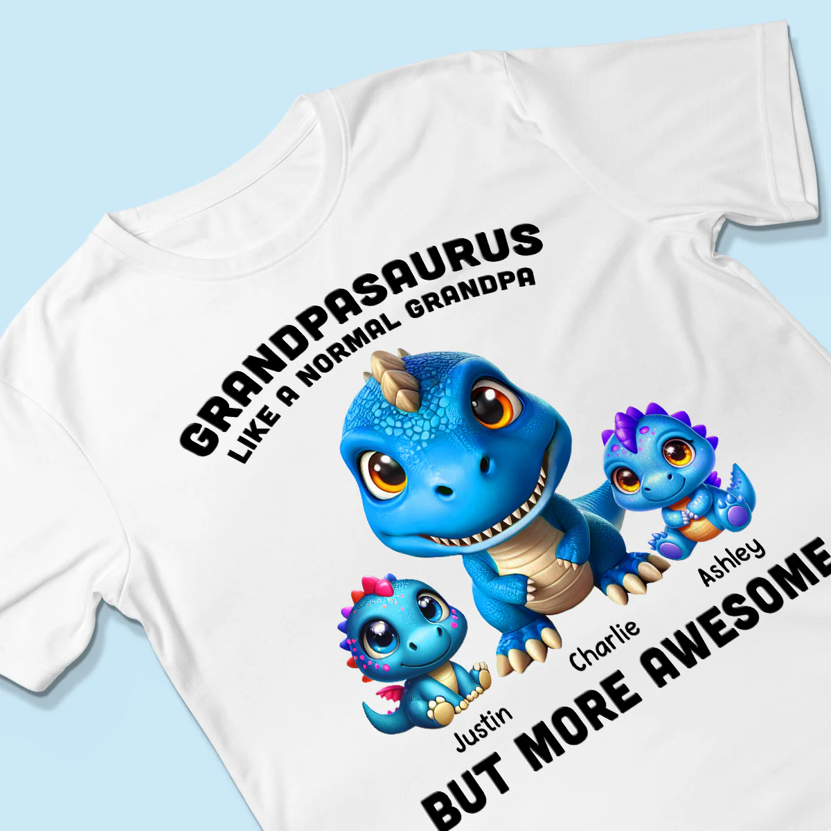 Daddysaurus Grandpasaurus 3D Dinosaurs Personalized Shirt - Image 3