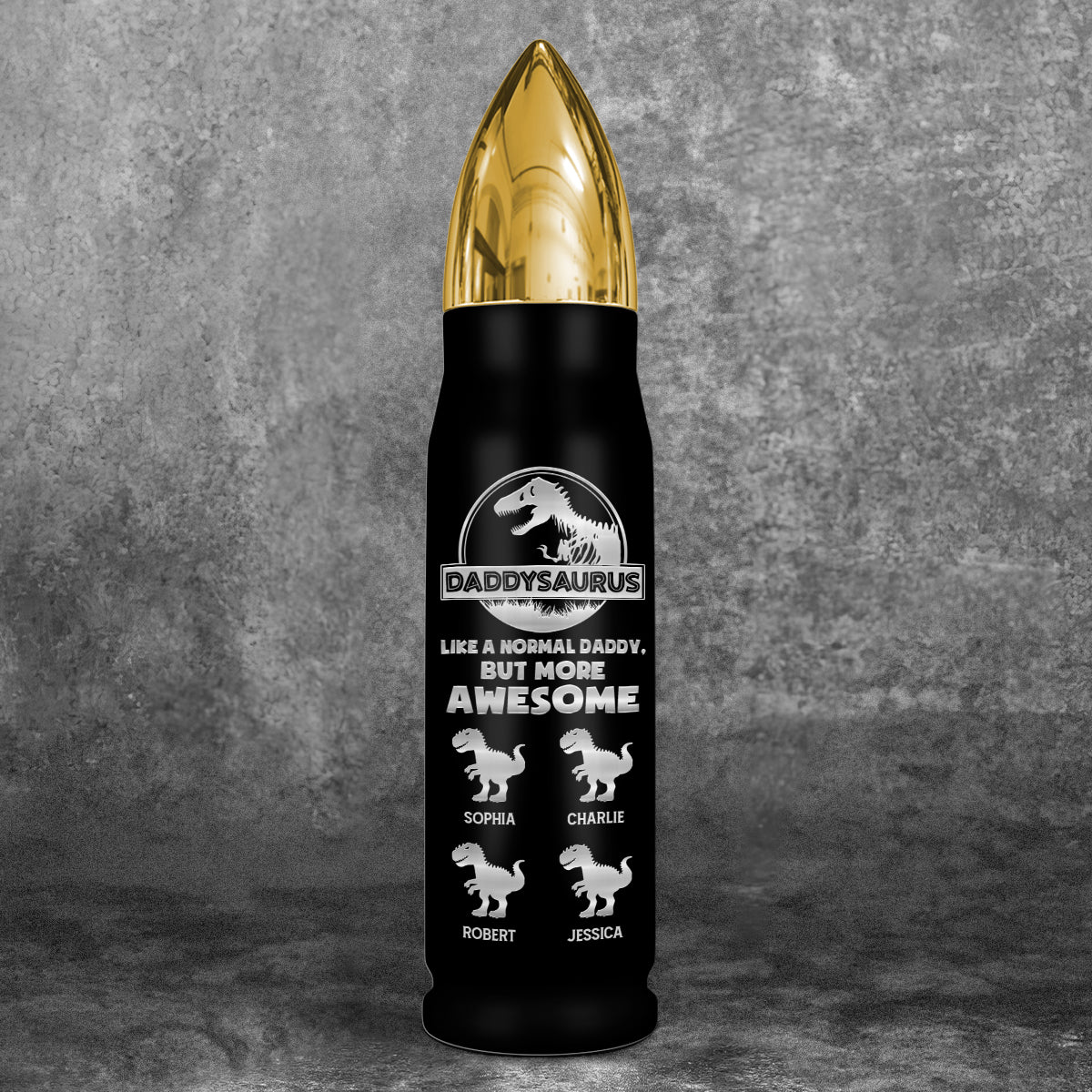 Daddysaurus Grandpasaurus Funny Gift For Dad Grandpa Personalized Bullet Tumbler - Image 3