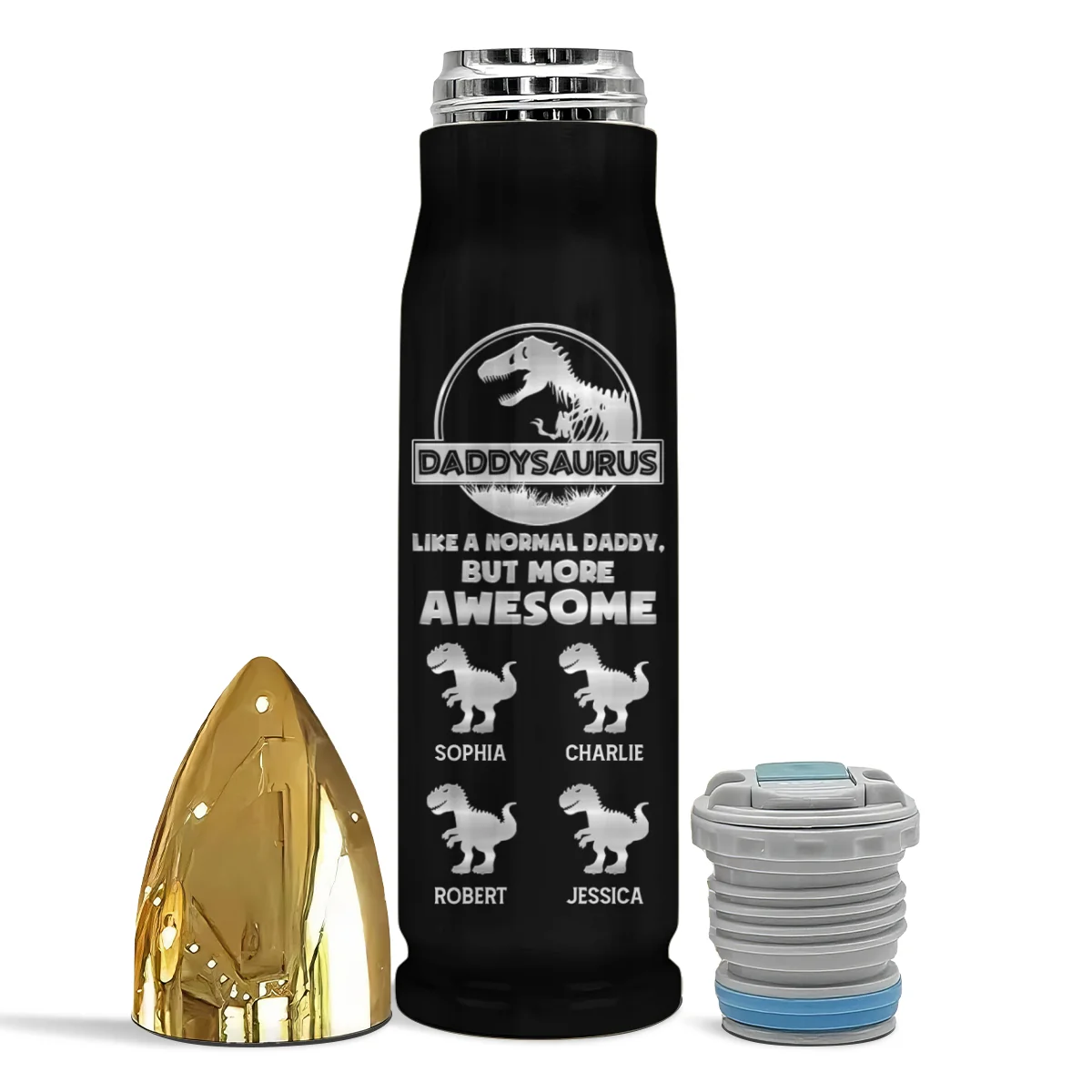 Daddysaurus Grandpasaurus Funny Gift For Dad Grandpa Personalized Bullet Tumbler - Image 7