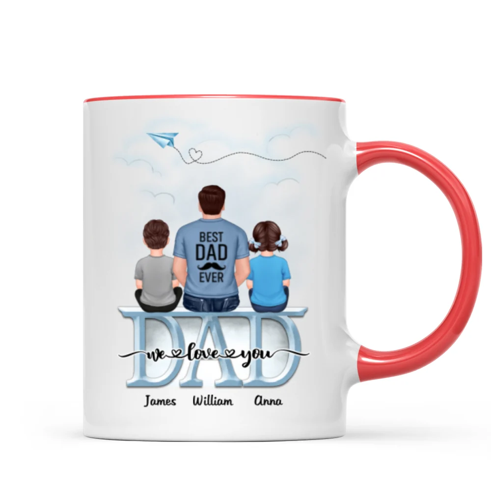 Dad Grandpa And Kids On Text Personalized Mug, Father's Day Gift For Dad, Grandpa, Husband - Image 10