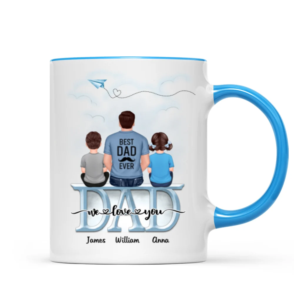 Dad Grandpa And Kids On Text Personalized Mug, Father's Day Gift For Dad, Grandpa, Husband - Image 11