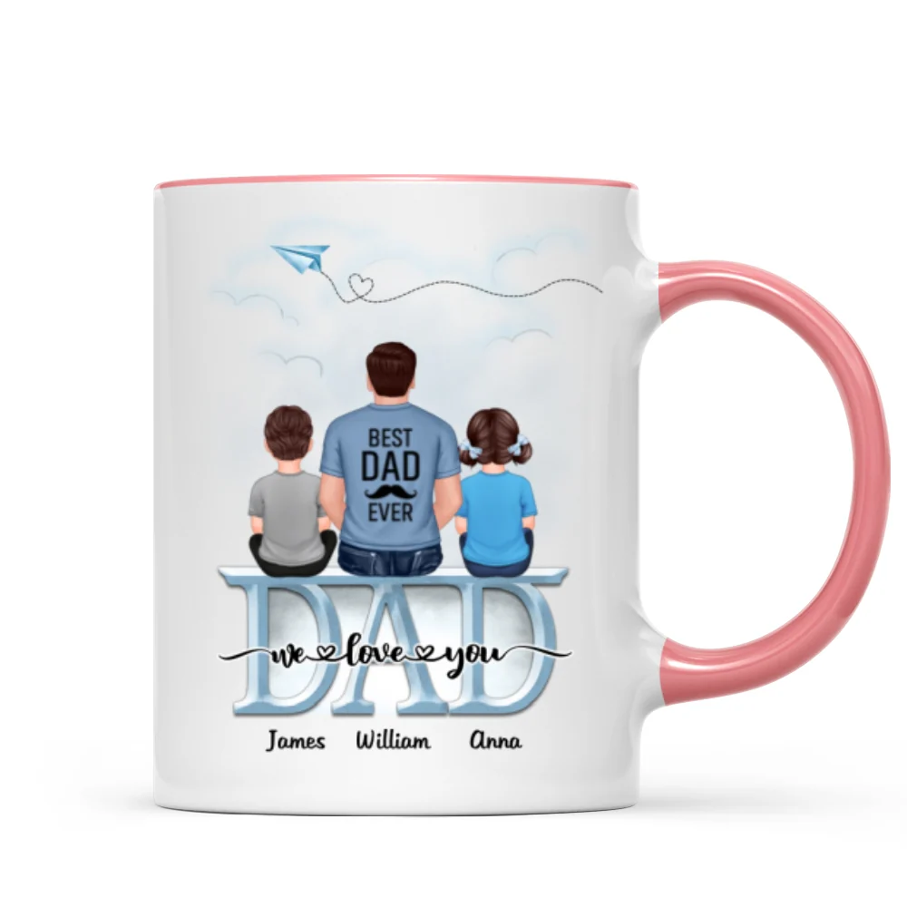 Dad Grandpa And Kids On Text Personalized Mug, Father's Day Gift For Dad, Grandpa, Husband - Image 12