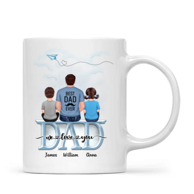 Dad Grandpa And Kids On Text Personalized Mug, Father's Day Gift For Dad, Grandpa, Husband - Image 13