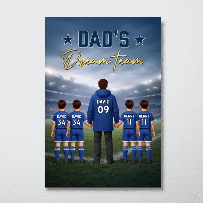 Dad's Dream Team Football Dad And Kids - Personlised Poster - UK Father's Day Gift, Gift For Dad - Image 10