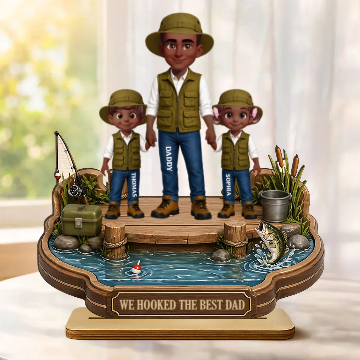 Dad's Little Fishing Partners - Personalized 2-Layered Wooden Plaque - Heartfelt Gift For Fishing Dad, Gift For Husband - Image 10