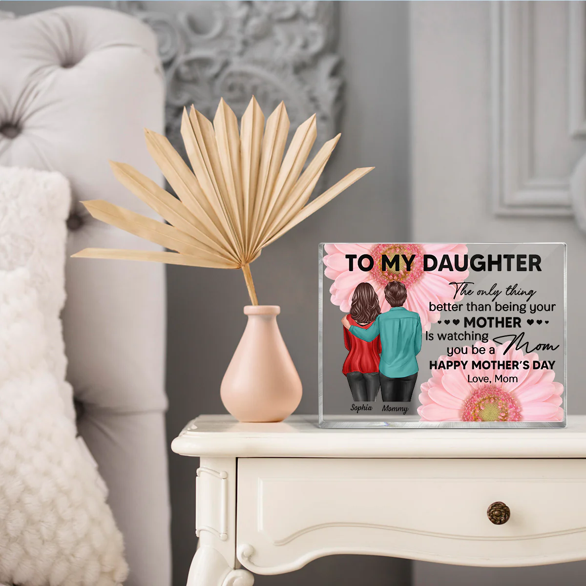 Daisy Flower To My Daughter From Mom Happy Mother's Day Personalized Rectangle Acrylic Block Plaque - Image 12