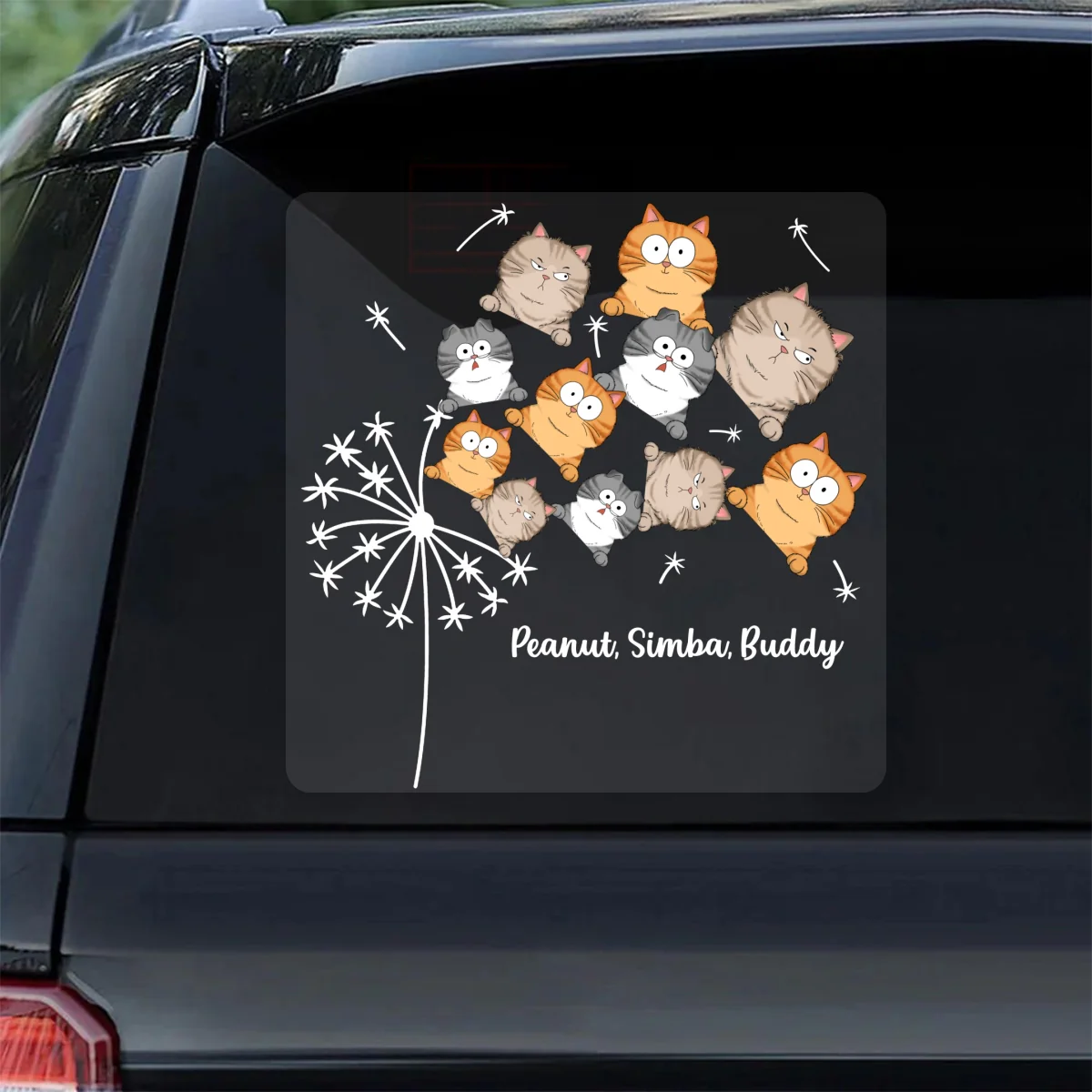 Dandelion Funny Cat Decor On Car Fridge Window Personalized Decal, Gift For Cat Lover - Image 9
