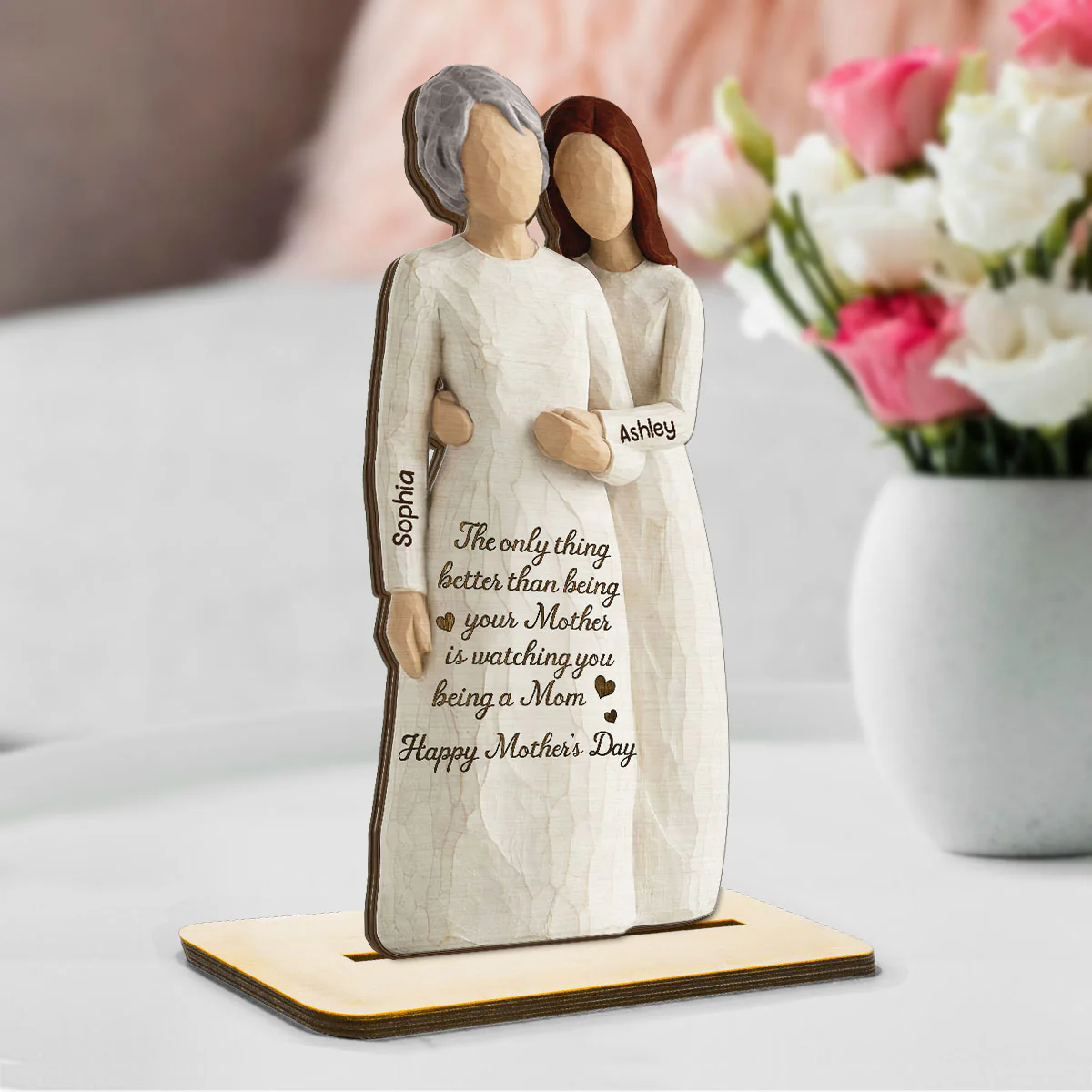Daughter Watching You Be A Mom 2D Flat - Personalized 2-Layered Wooden Plaque - Mother's Day Gift For Daughter From Mom - Image 2