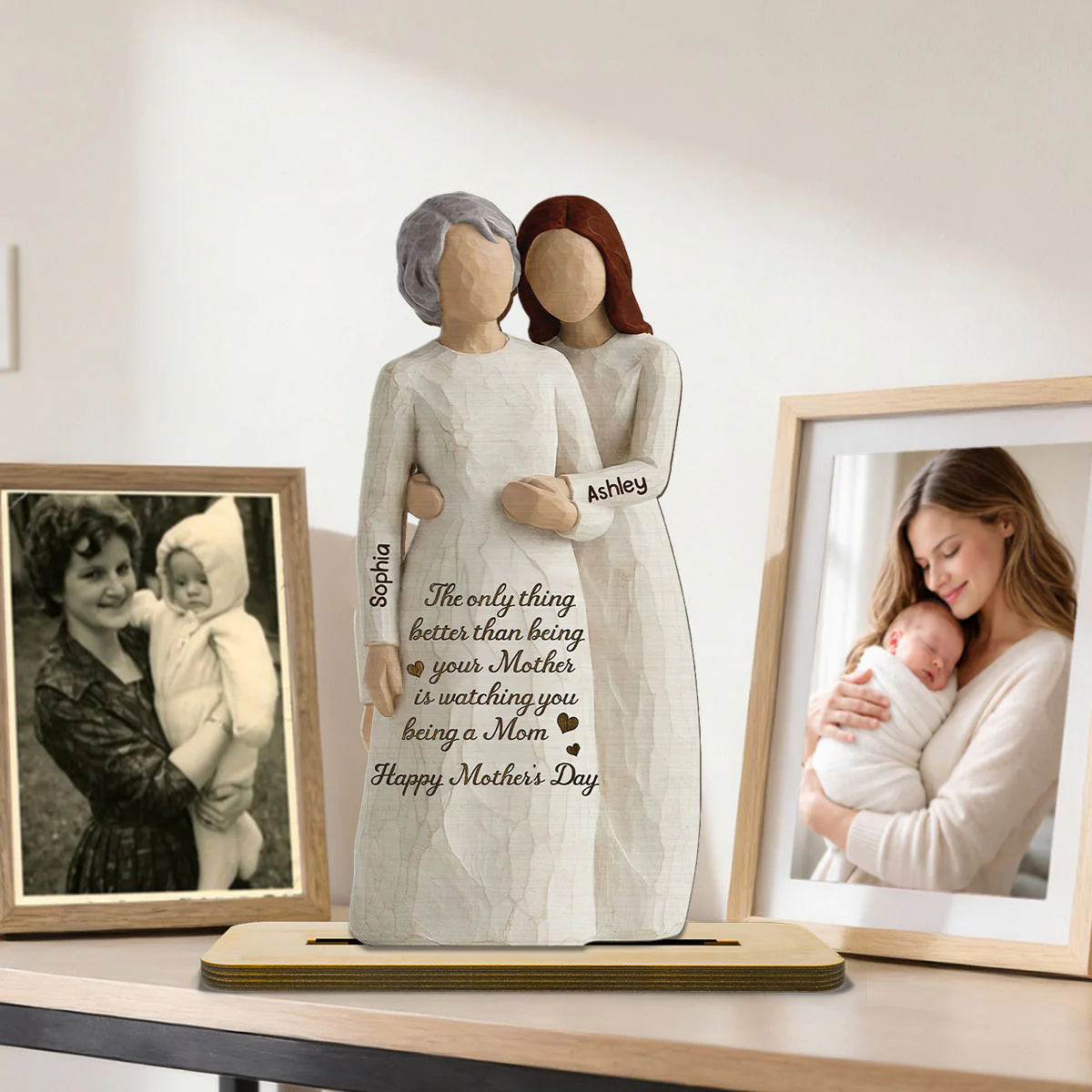 Daughter Watching You Be A Mom 2D Flat - Personalized 2-Layered Wooden Plaque - Mother's Day Gift For Daughter From Mom - Image 4