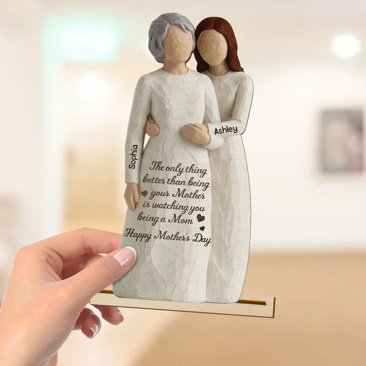 Daughter Watching You Be A Mom 2D Flat - Personalized 2-Layered Wooden Plaque - Mother's Day Gift For Daughter From Mom - Image 5