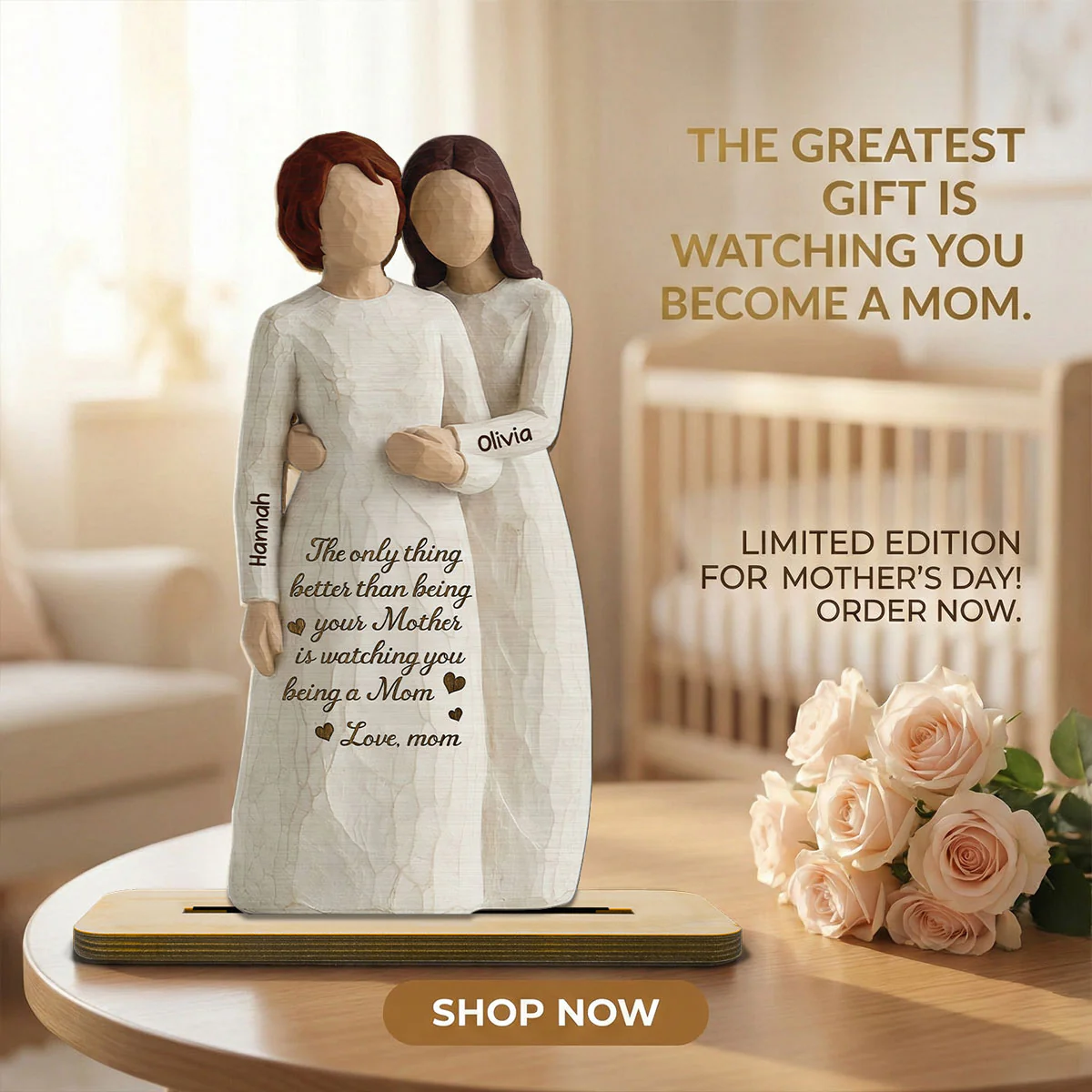 Daughter Watching You Be A Mom 2D Flat - Personalized 2-Layered Wooden Plaque - Mother's Day Gift For Daughter From Mom - Image 8