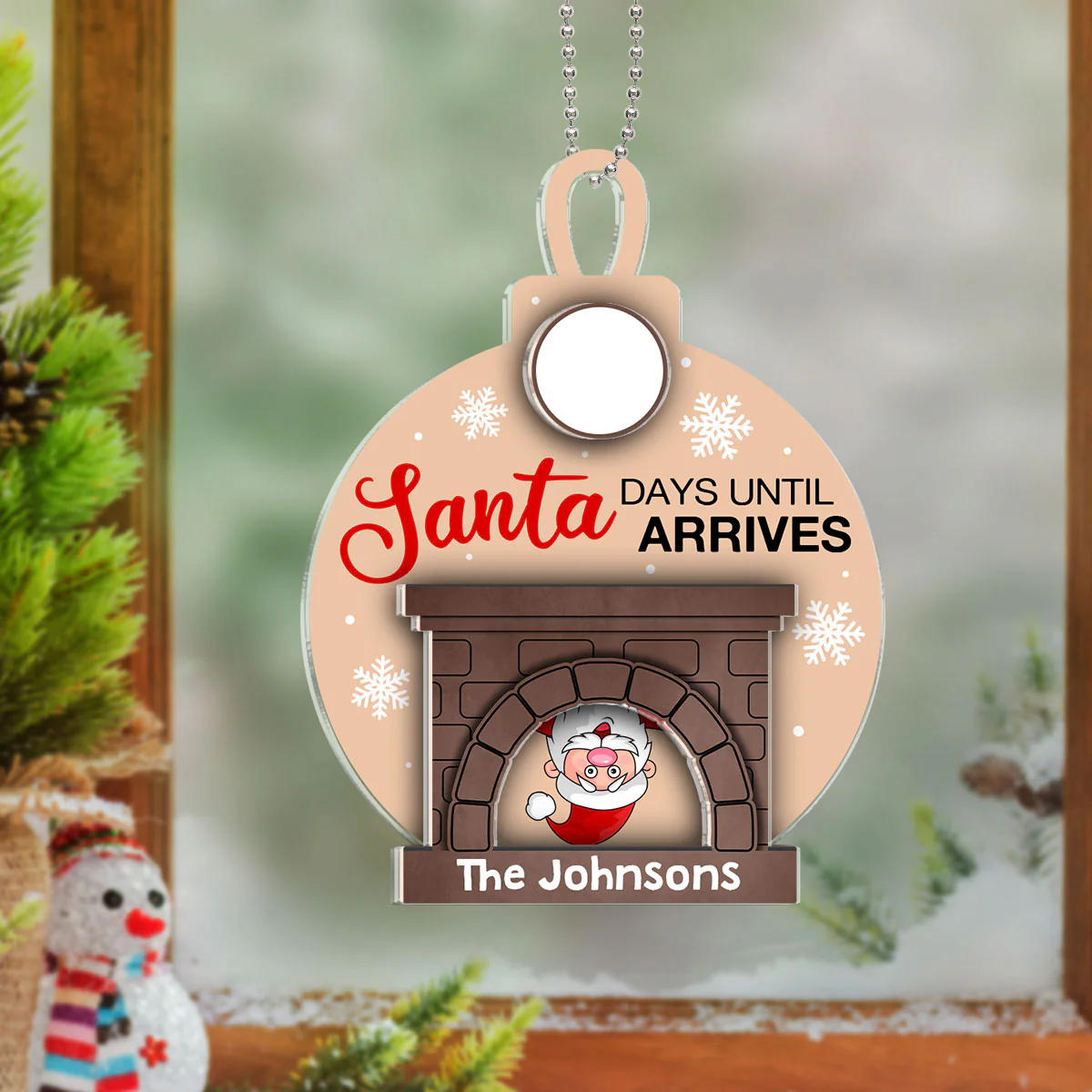 Days Until Santa Arrives Christmas Fireplace Countdown Personalized 2-Layer Acrylic Ornament - Image 8