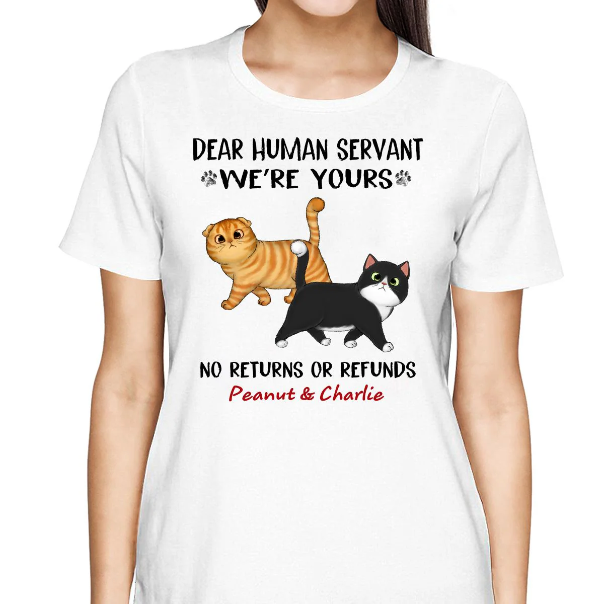 Dear Cat Dad Mom We‘re Yours Walking Fluffy Cat Personalized Shirt - Image 2