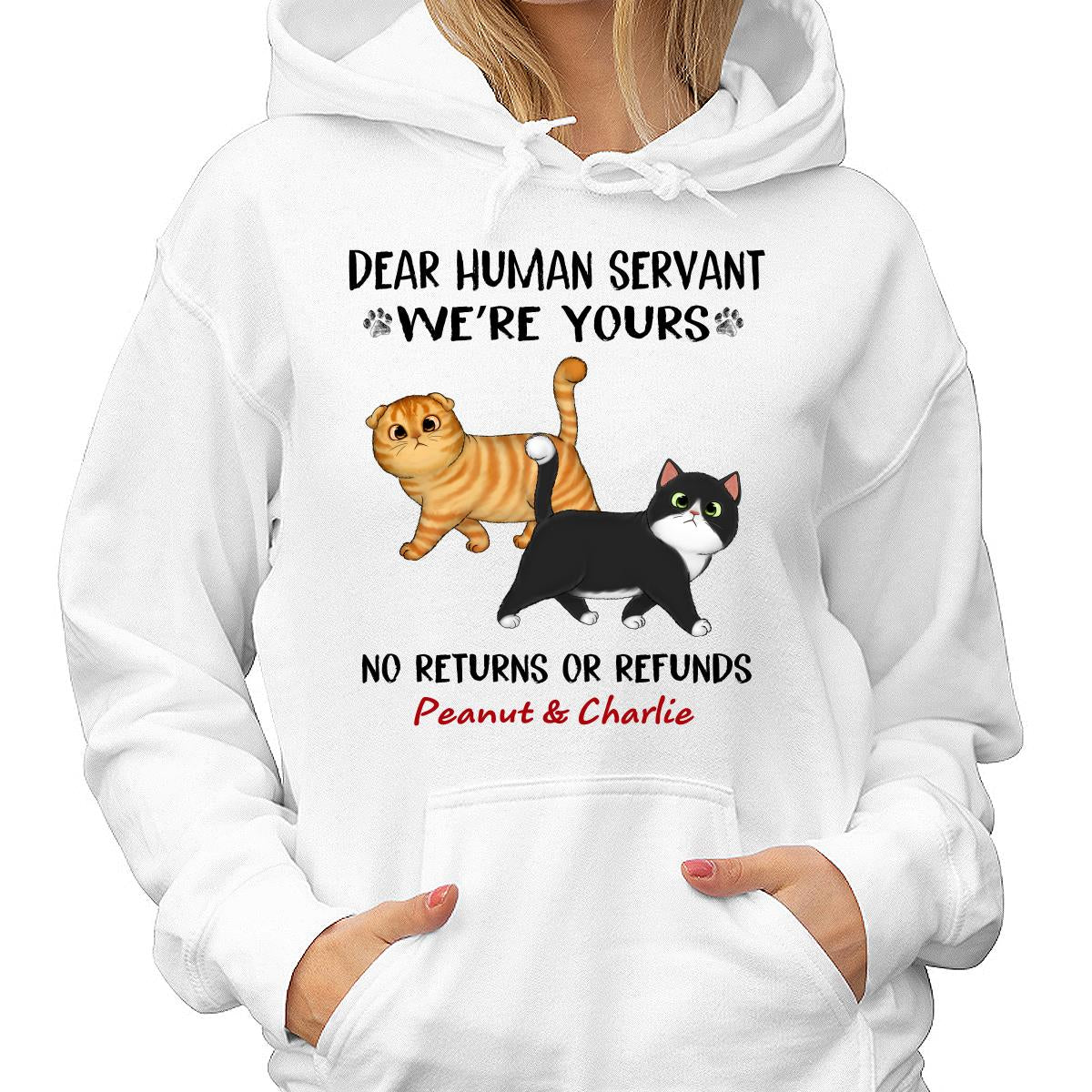 Dear Cat Dad Mom We‘re Yours Walking Fluffy Cat Personalized Shirt - Image 4