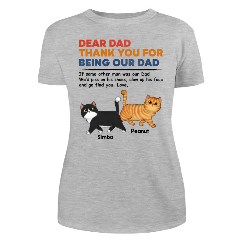 Dear Cat Dad Retro Walking Fluffy Cats Personalized Shirt - Image 10