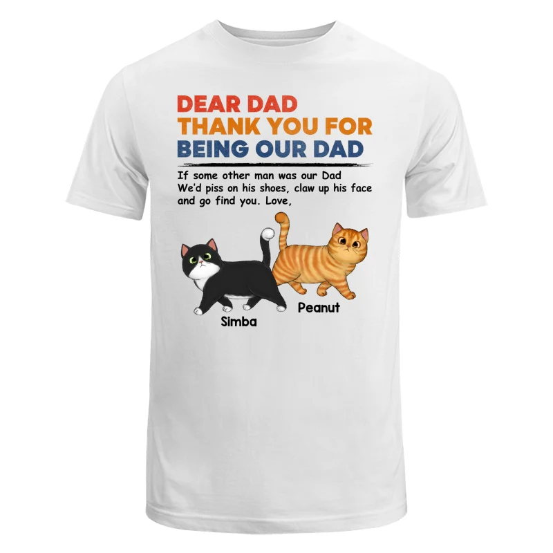 Dear Cat Dad Retro Walking Fluffy Cats Personalized Shirt - Image 5