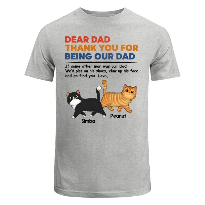 Dear Cat Dad Retro Walking Fluffy Cats Personalized Shirt - Image 6