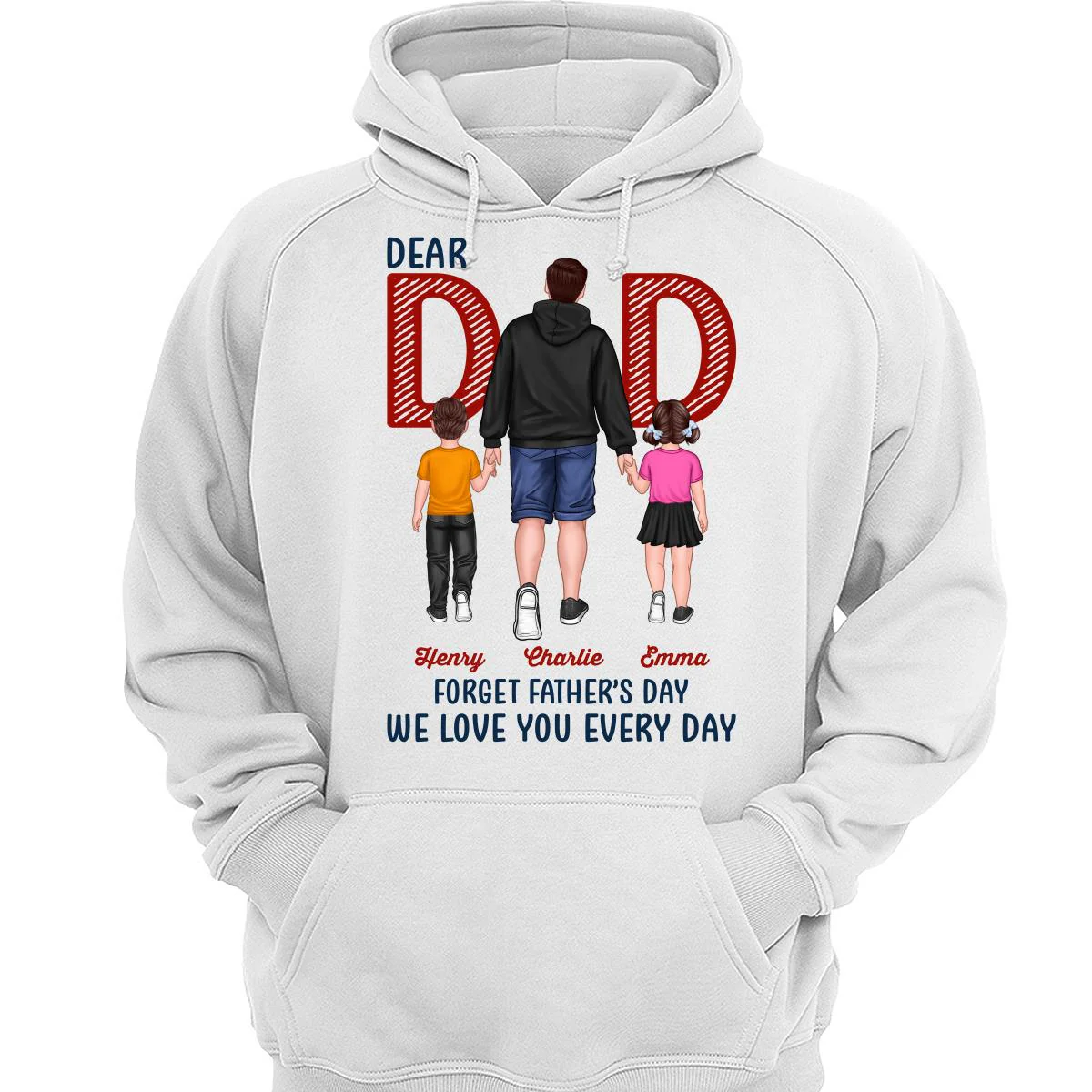 Dear Dad Forget Father‘s Day Back View Dad And Son Daughter Kids Walking Personalized Shirt - Image 3