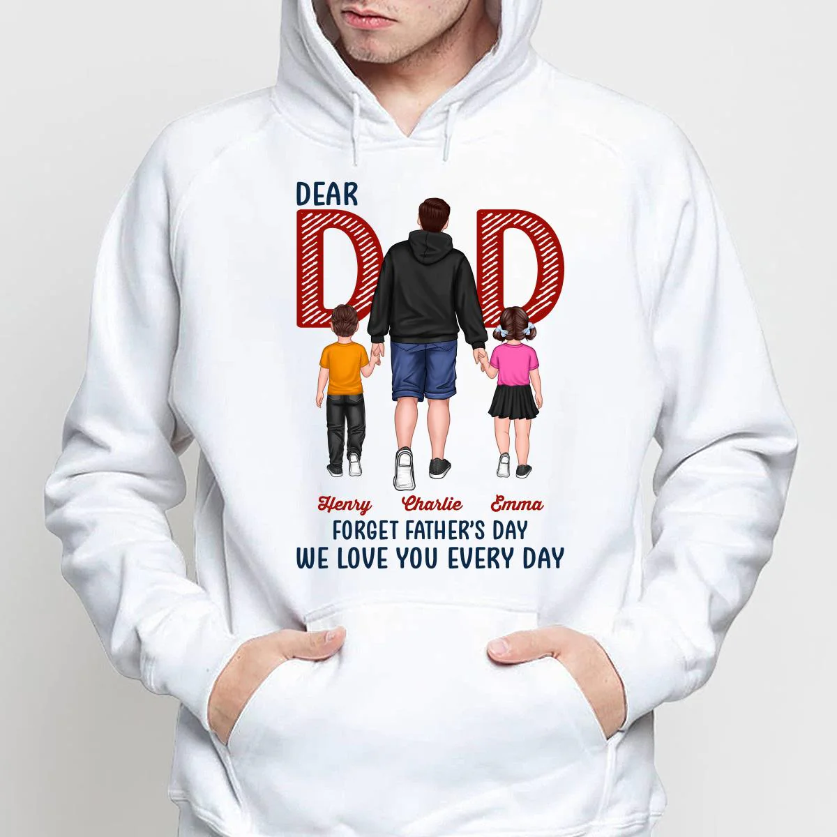 Dear Dad Forget Father‘s Day Back View Dad And Son Daughter Kids Walking Personalized Shirt - Image 4