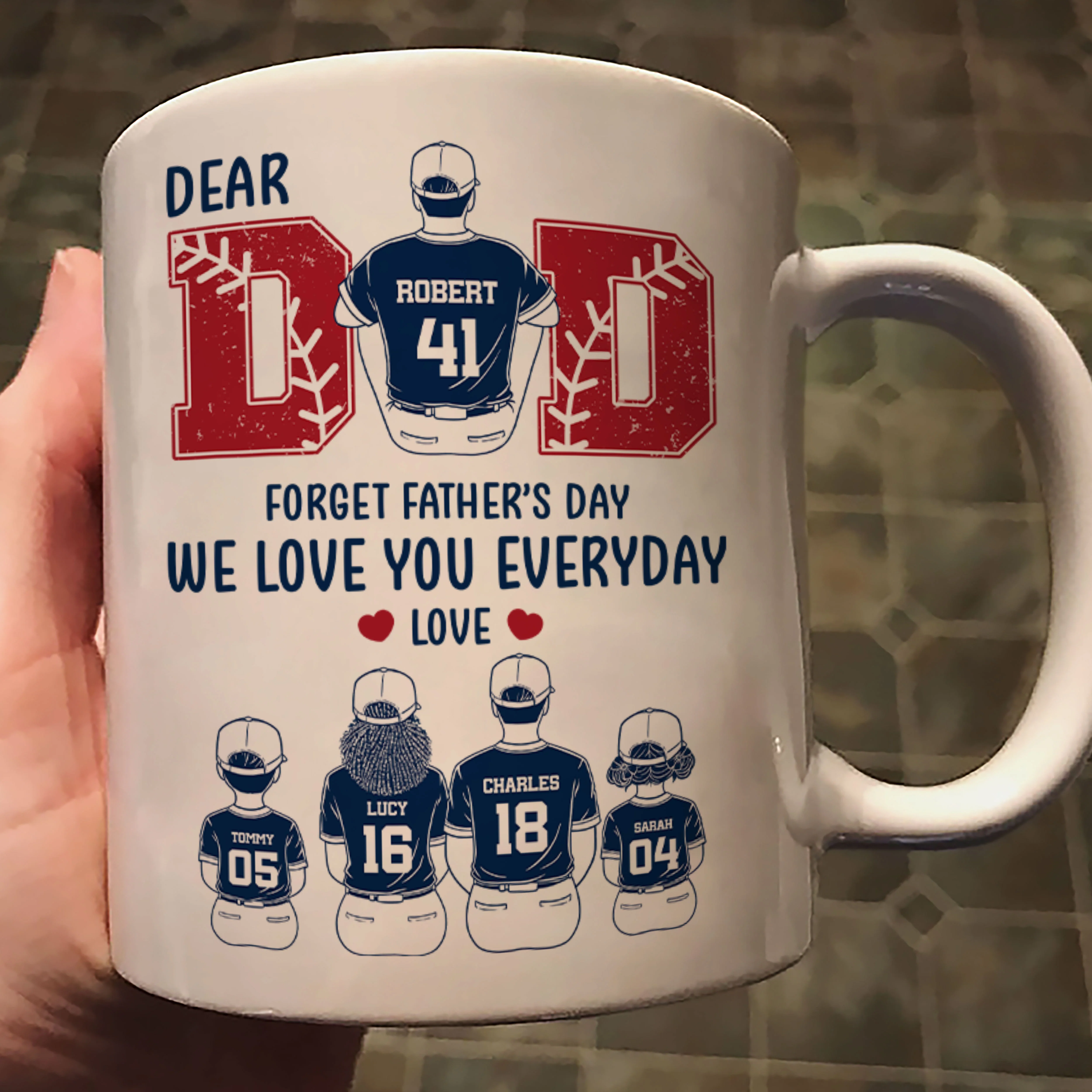 Dear Dad Forget Father's Day Personalized Mug, Gift for Baseball Dad - Image 3