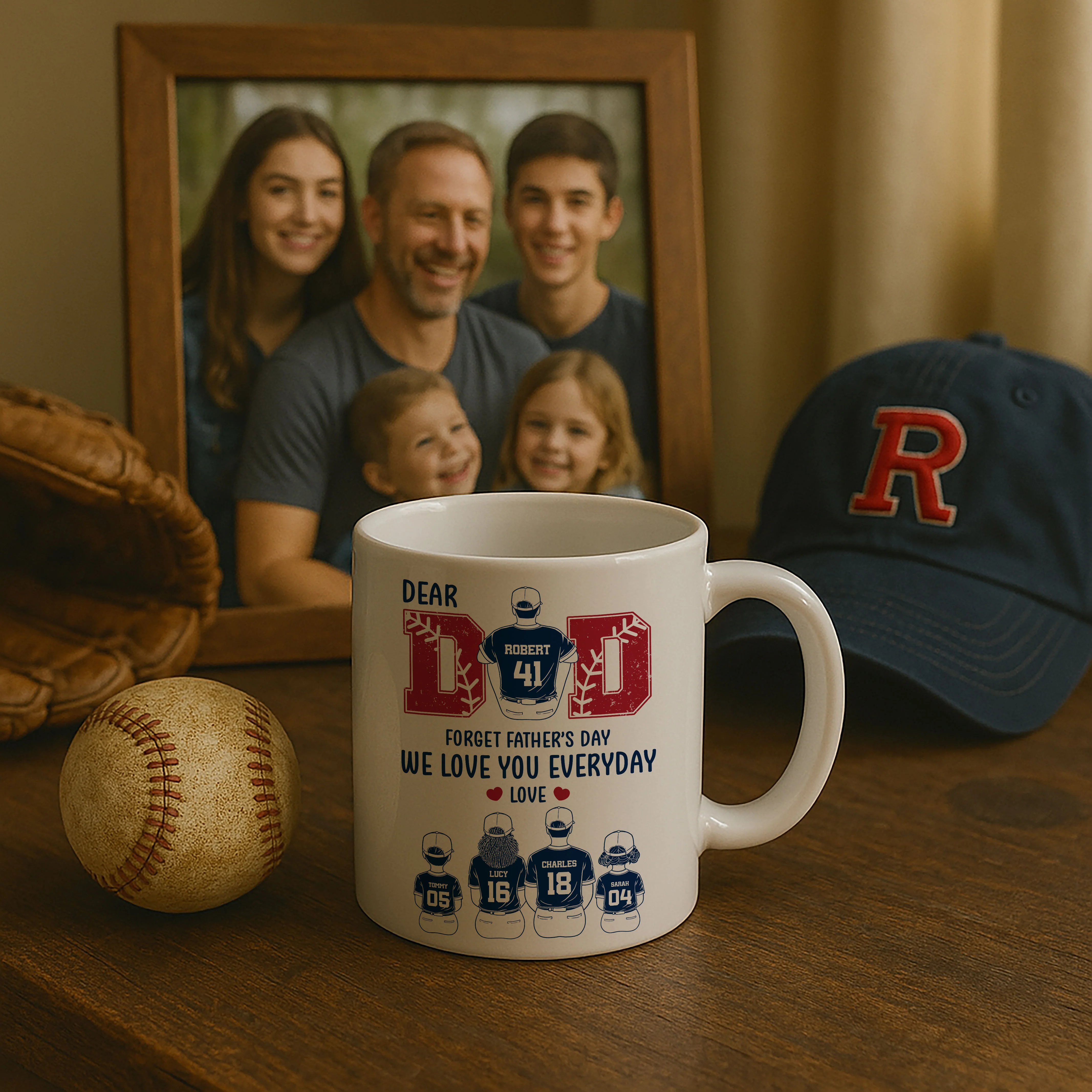 Dear Dad Forget Father's Day Personalized Mug, Gift for Baseball Dad - Image 4