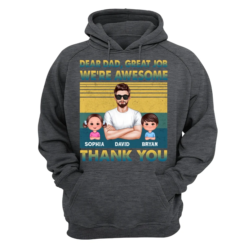 Dear Dad Great Job Green Yellow Retro Personalized Shirt - Image 13