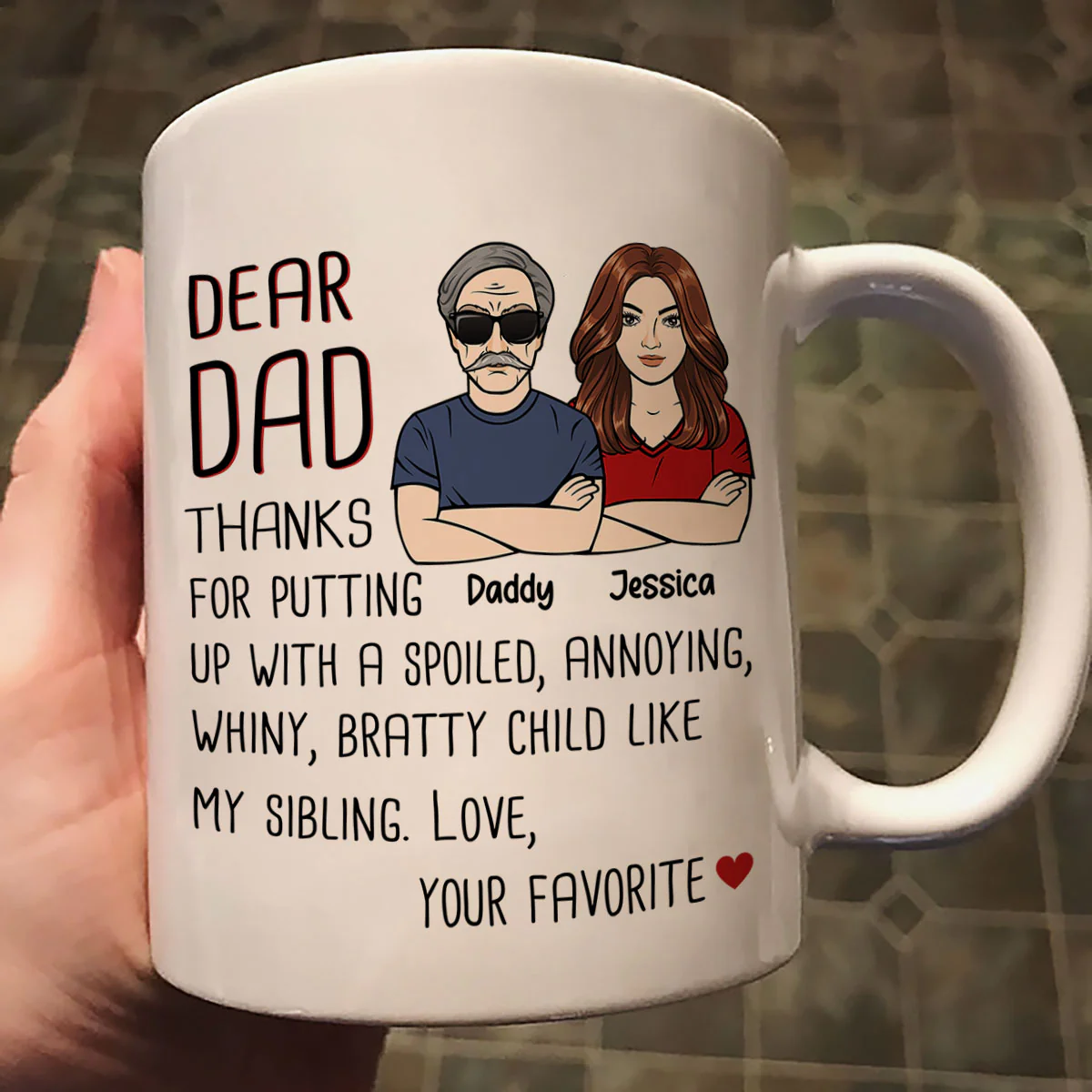 Dear Dad Thanks For Putting Up With My Sibling Gift For Dad Personalized Mug - Image 2