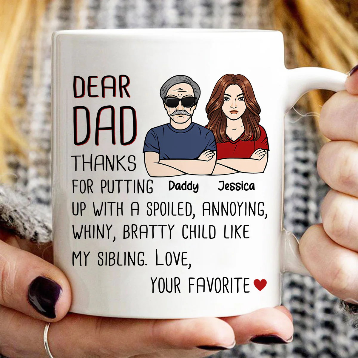 Dear Dad Thanks For Putting Up With My Sibling Gift For Dad Personalized Mug - Image 3