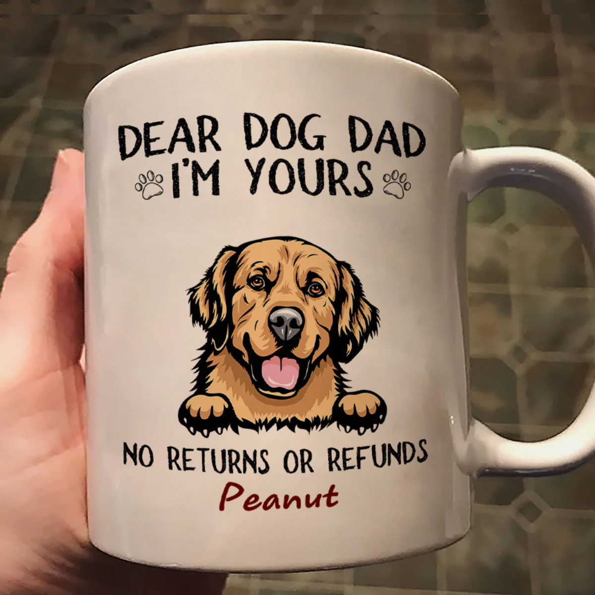 Dear Dog Dad Mom We‘re Yours Peeking Dogs Personalized Mug - Image 3