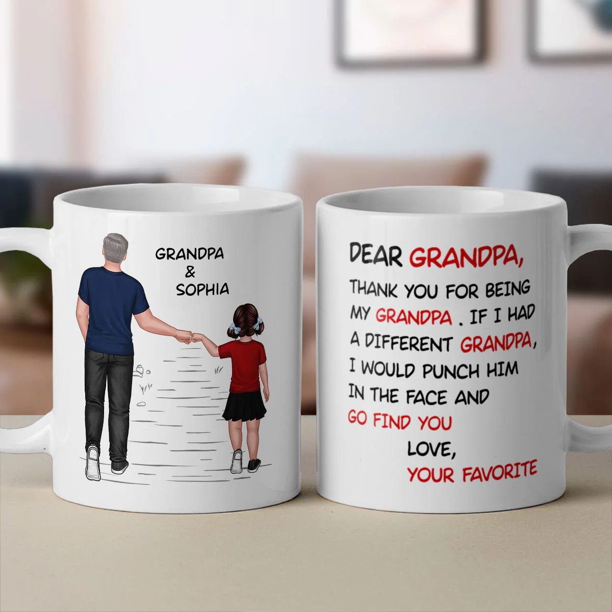 Dear Grandpa Thanks For Being My Grandpa Personalized Mug, Father's Day Gift For Grandpa - Image 3