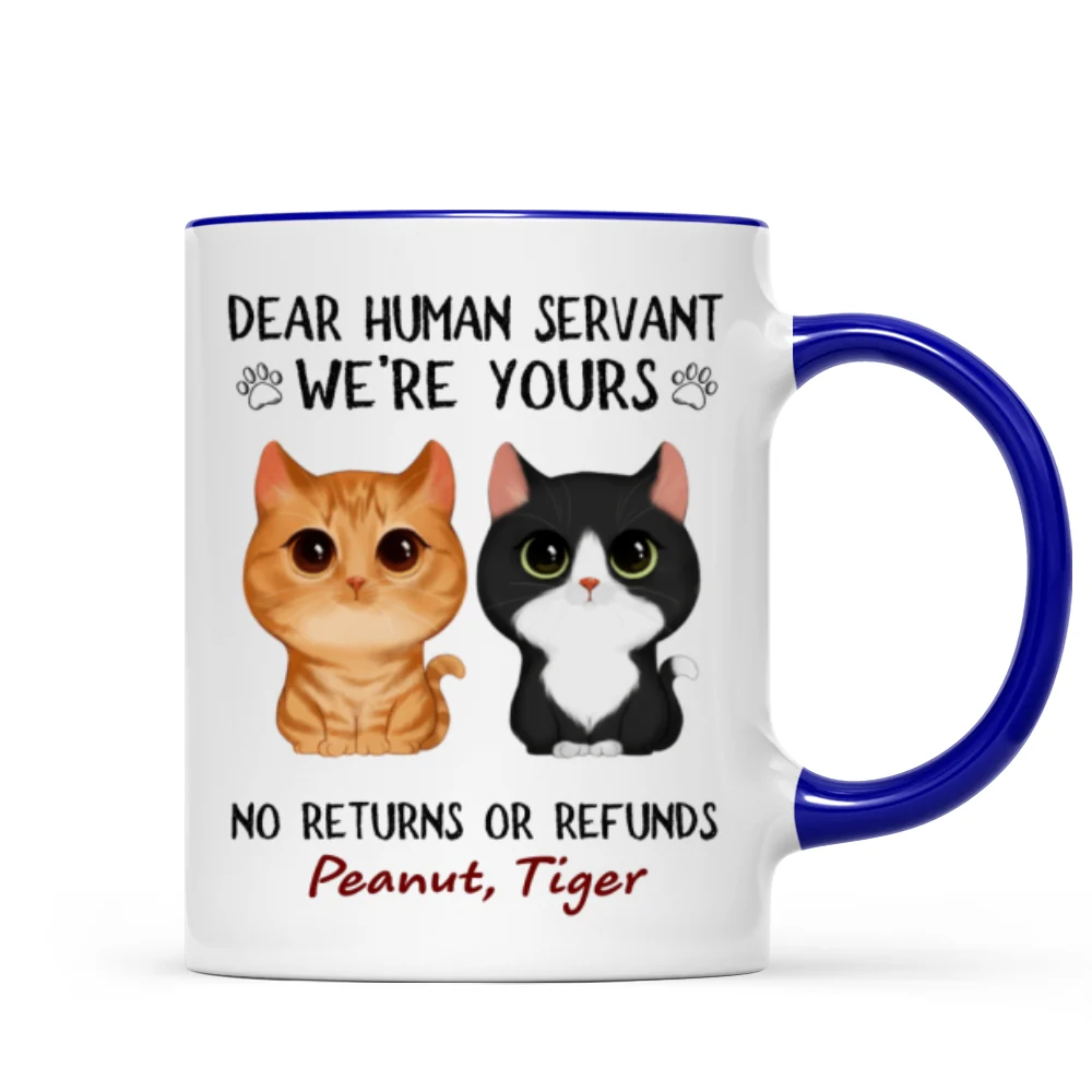 Dear Human Servant We‘re Yours Watercolor Cute Cat Personalized Mug - Image 6