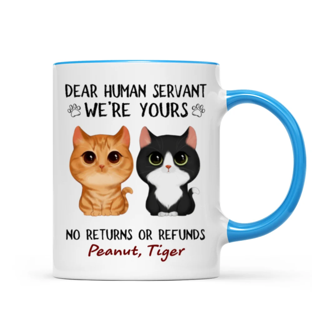 Dear Human Servant We‘re Yours Watercolor Cute Cat Personalized Mug - Image 8