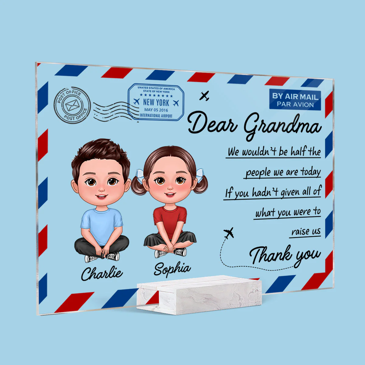 Dear Mom Grandma Doll Kids Envelope Personalized Acrylic Plaque - Image 2