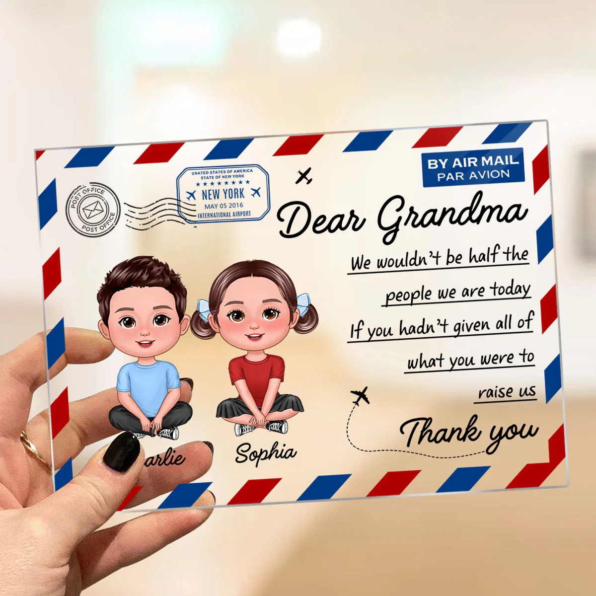 Dear Mom Grandma Doll Kids Envelope Personalized Acrylic Plaque - Image 3