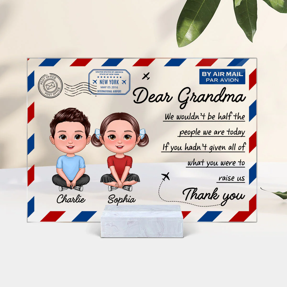 Dear Mom Grandma Doll Kids Envelope Personalized Acrylic Plaque - Image 4
