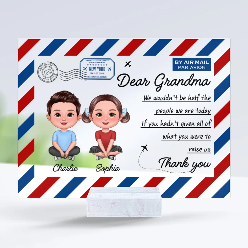 Dear Mom Grandma Doll Kids Envelope Personalized Acrylic Plaque - Image 5