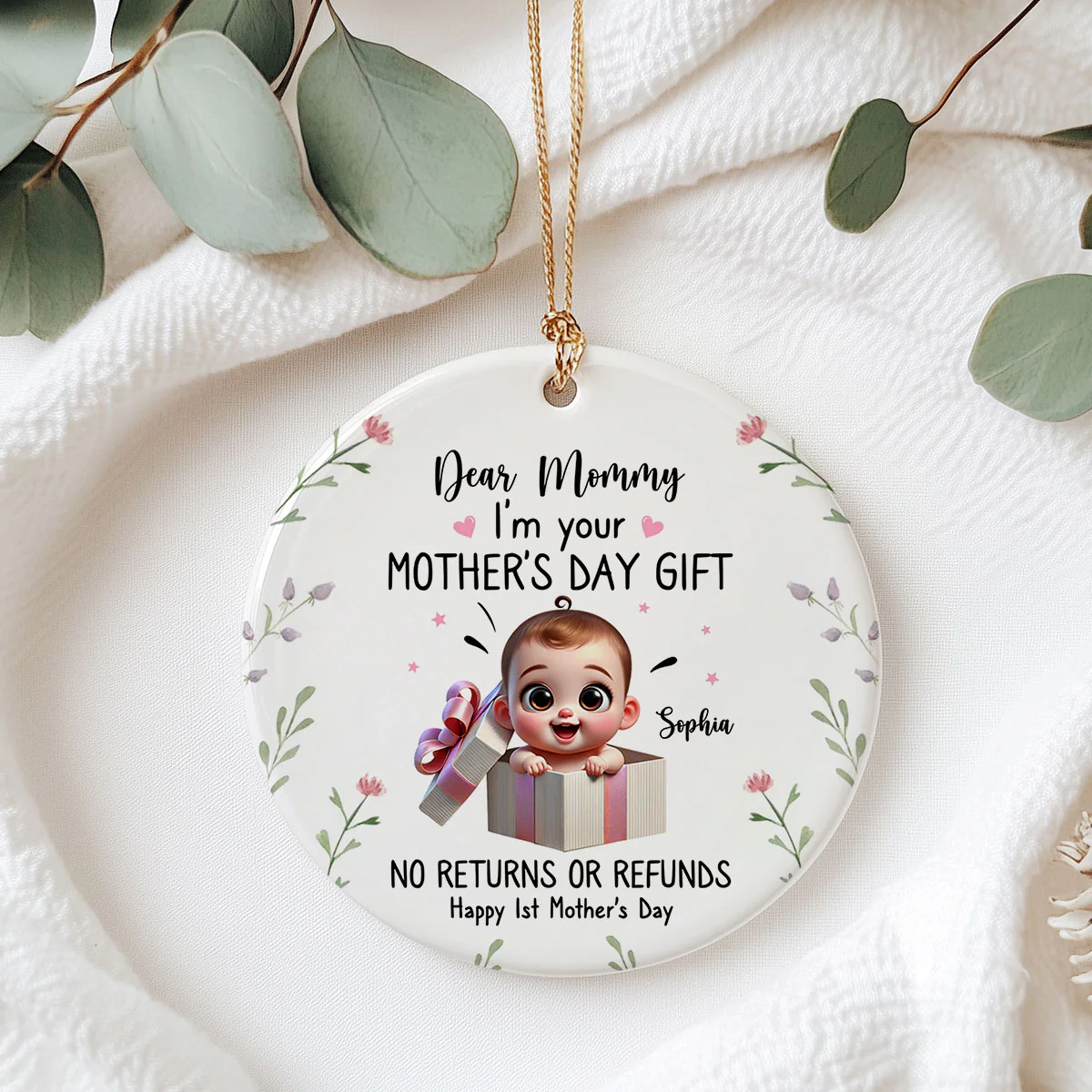 Dear Mom I'm Your Mother's Day New Mom Gift Personalized Ceramic Ornament, Funny Gift For Wife - Image 2