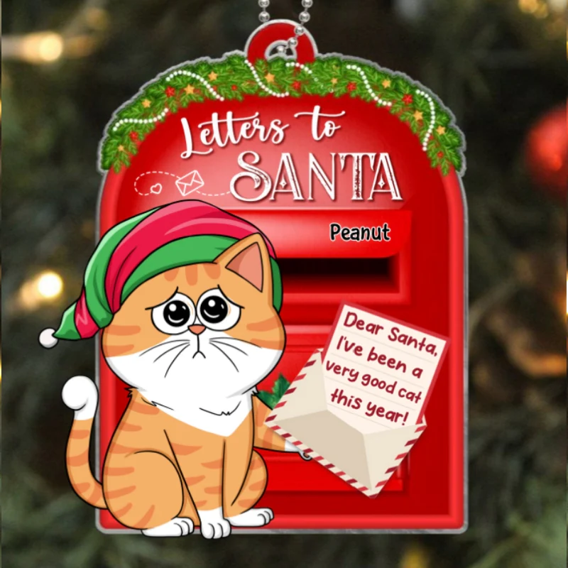 Dear Santa Define Naughty Funny Cat Cartoon Personalized Acrylic Ornament - Image 5