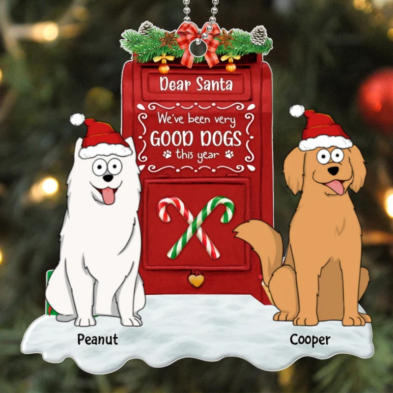 Dear Santa We‘ve Been Very Good Dogs Funny Dogs Cartoon Personalized Acrylic Ornament - Image 5